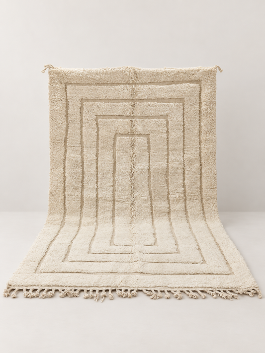 Portico - hand-knotted wool rug on a light beige background