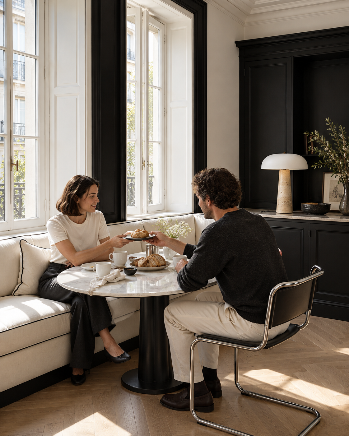TOVA - tafellamp met travertin voet