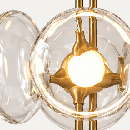 Bolla - hanglamp met glazen bollen en schijven - detail