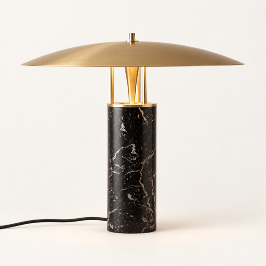 Disca - table lamp with disc shade and stone base - main image