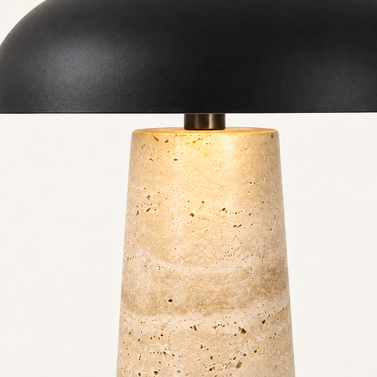 Duna - table lamp with travertine base and dome shade - detail