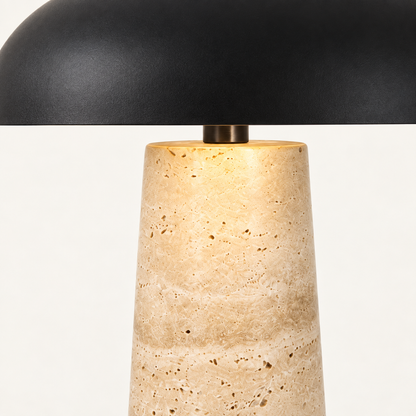 Duna - table lamp with travertine base and dome shade - detail