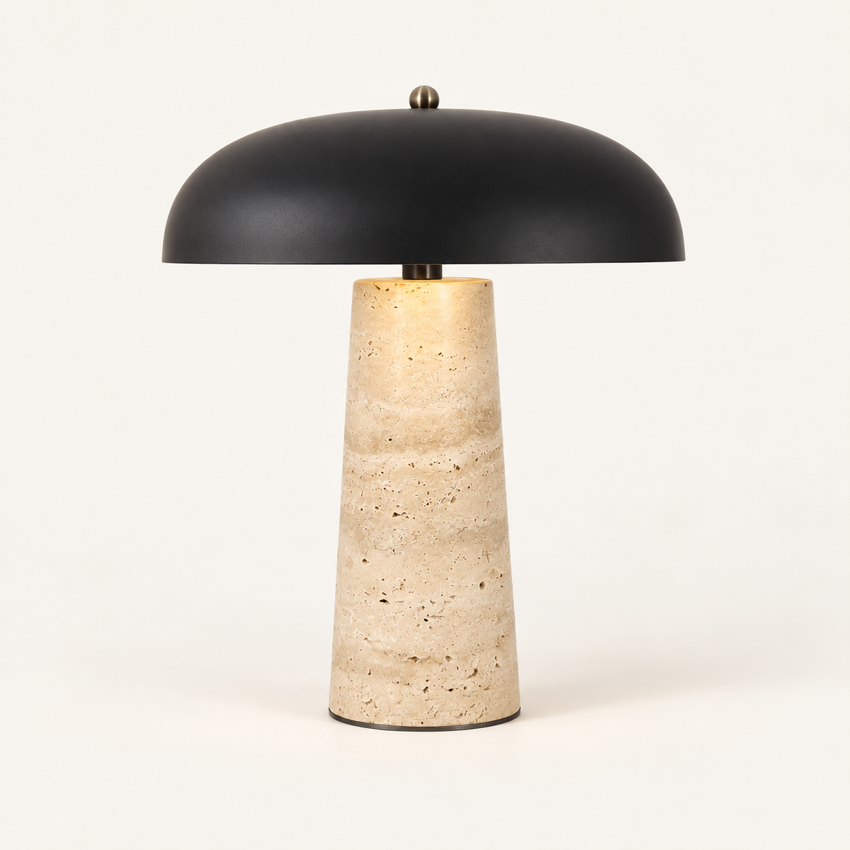 Duna - table lamp with travertine base and dome shade - main image