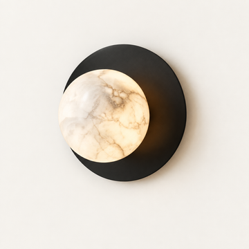 ECLISSE - applique avec disque noir et sphère en pierre