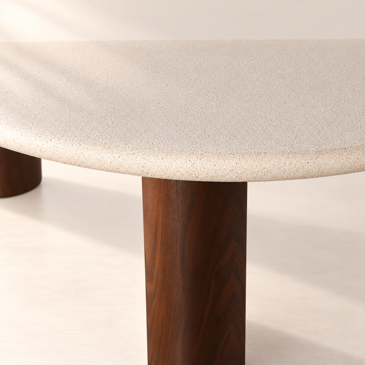 Japandi Lage Eettafel - Microcement / Walnootfineer - Naturel - productfoto 2