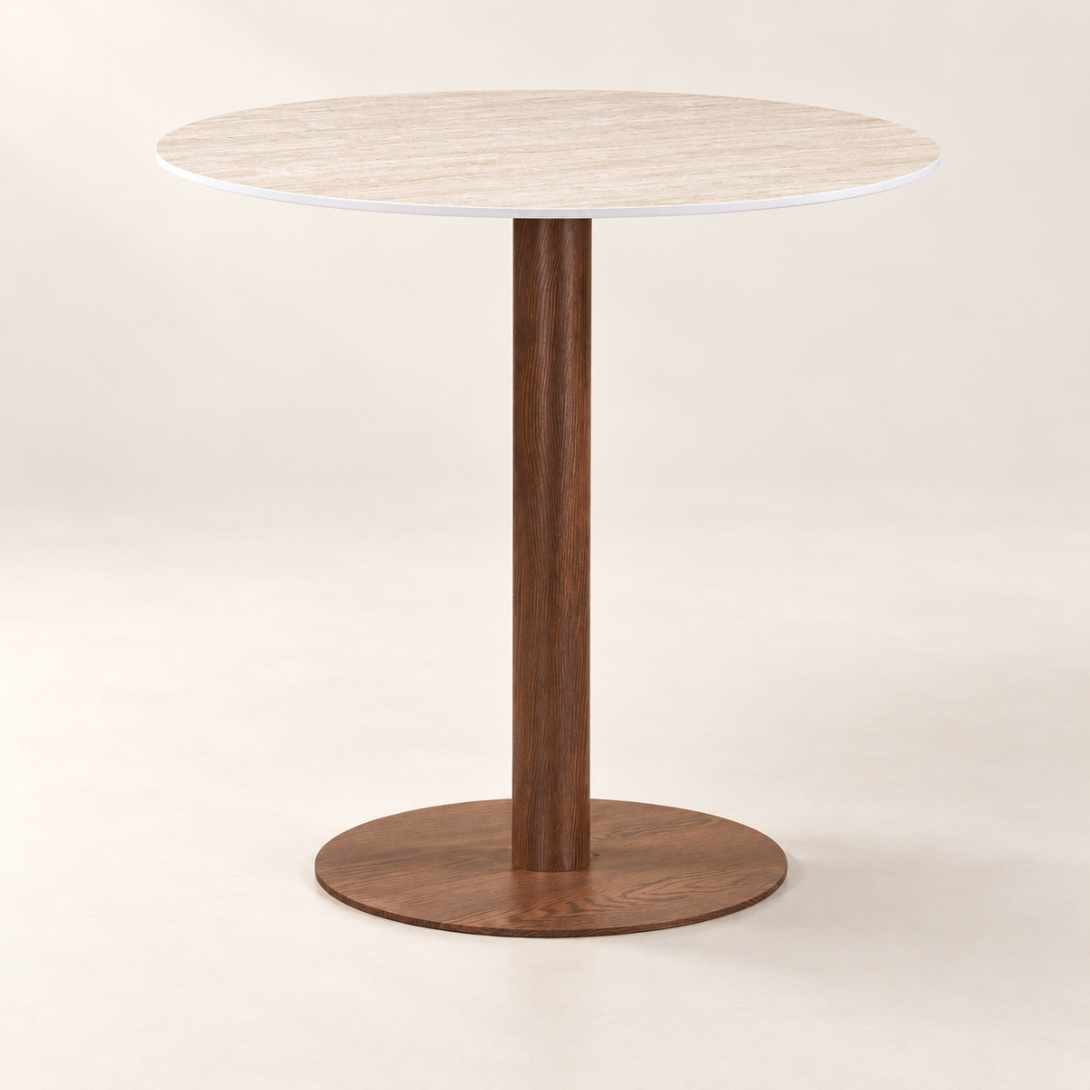 Ronde Bistro Eettafel - Keramiek - Travertinlook - productfoto 1