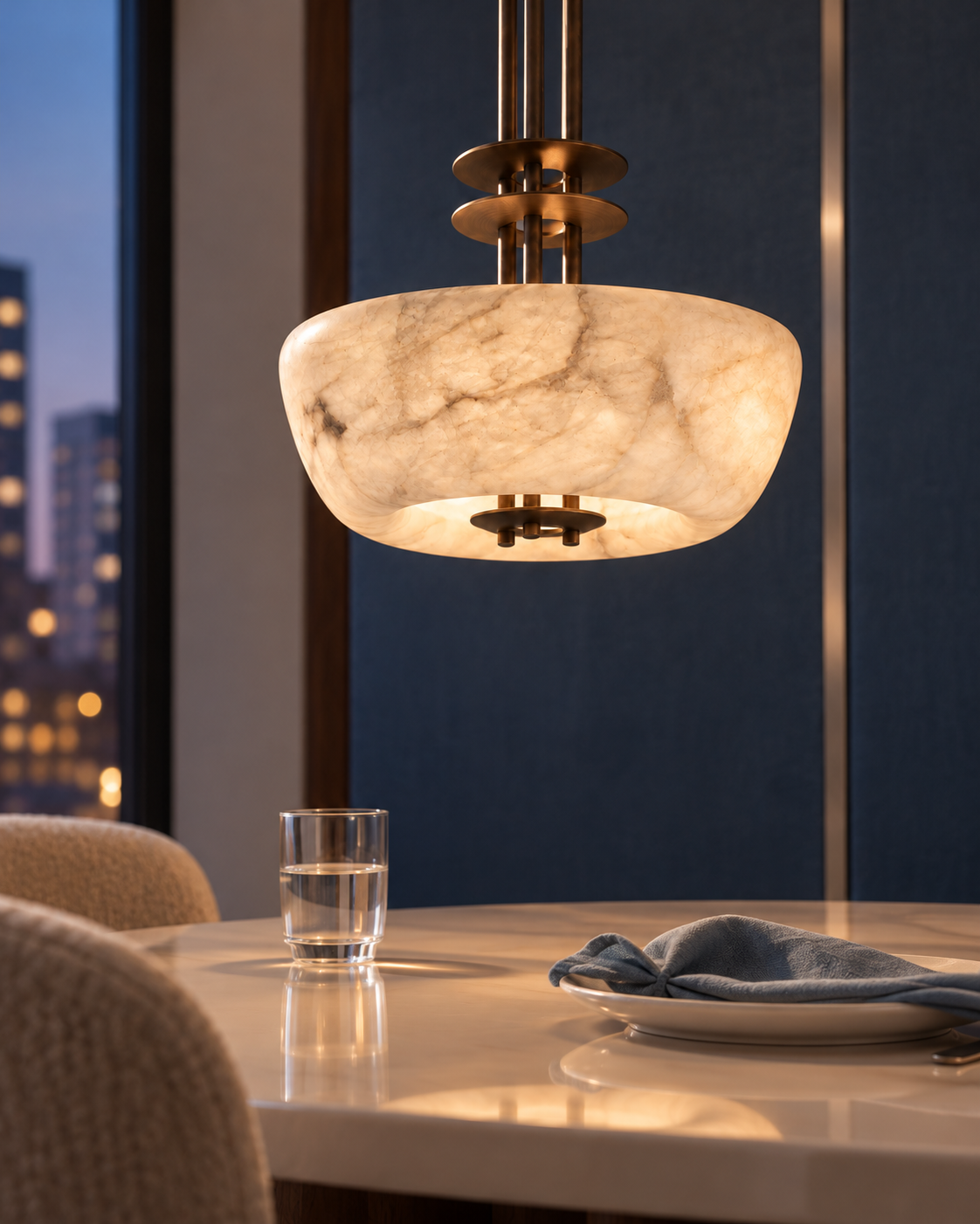 COPPA - bowl-shaped alabaster pendant lamp