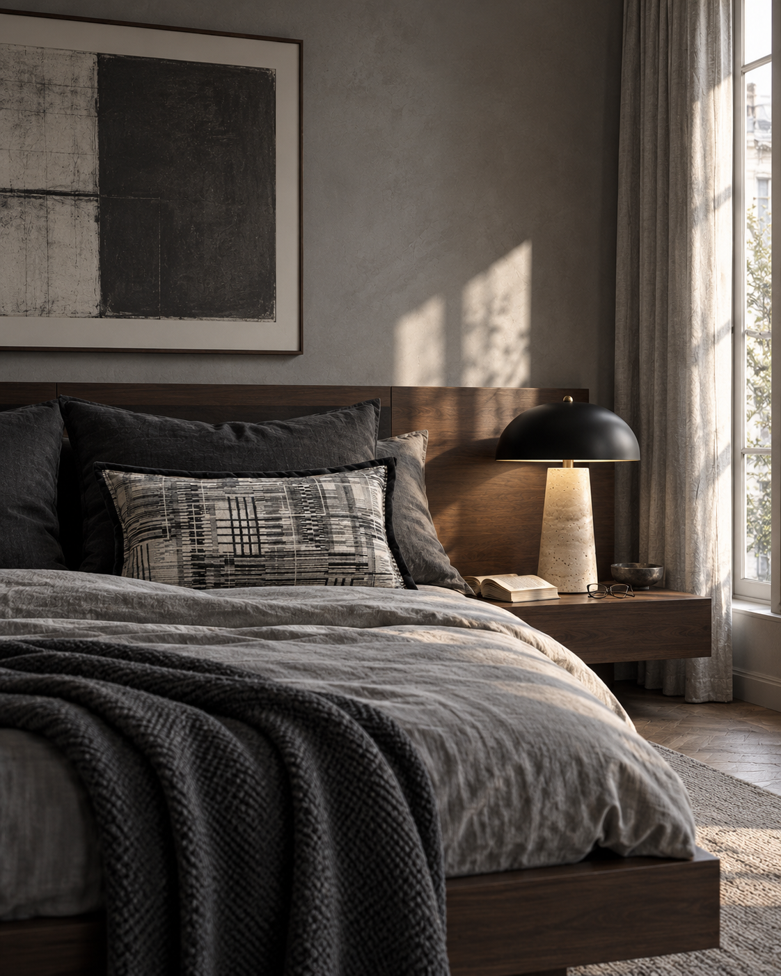 CALA - table lamp with dome shade and stone base