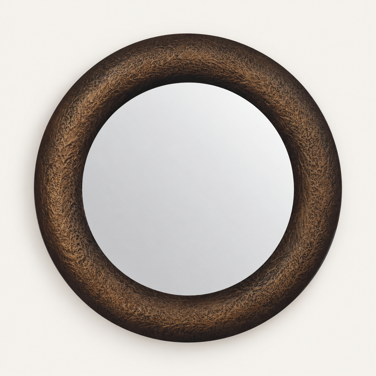Halo ronde spiegel met gehamerde metallic afwerking - vooraanzicht