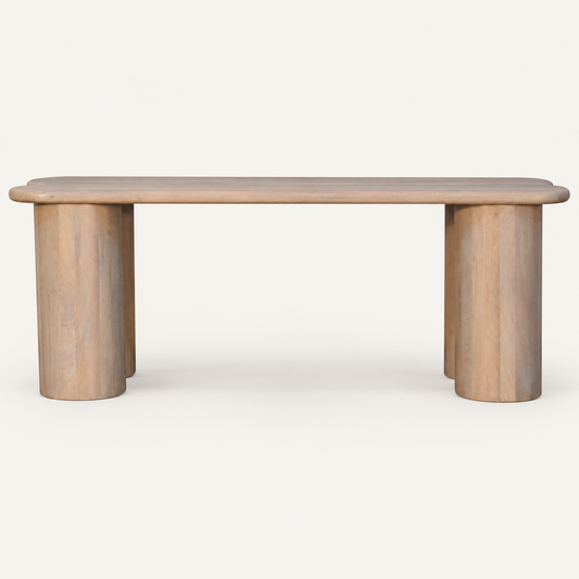 Petra - ivory mango-wood bench - front view