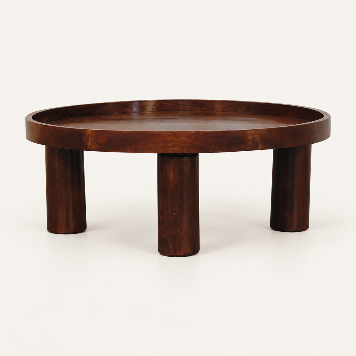 Sélène - ronde salontafel van mangohout - vooraanzicht