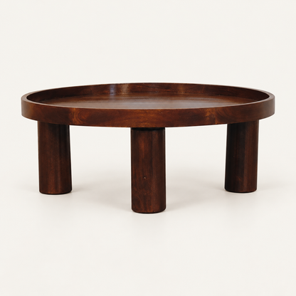 Sélène - ronde salontafel van mangohout - vooraanzicht