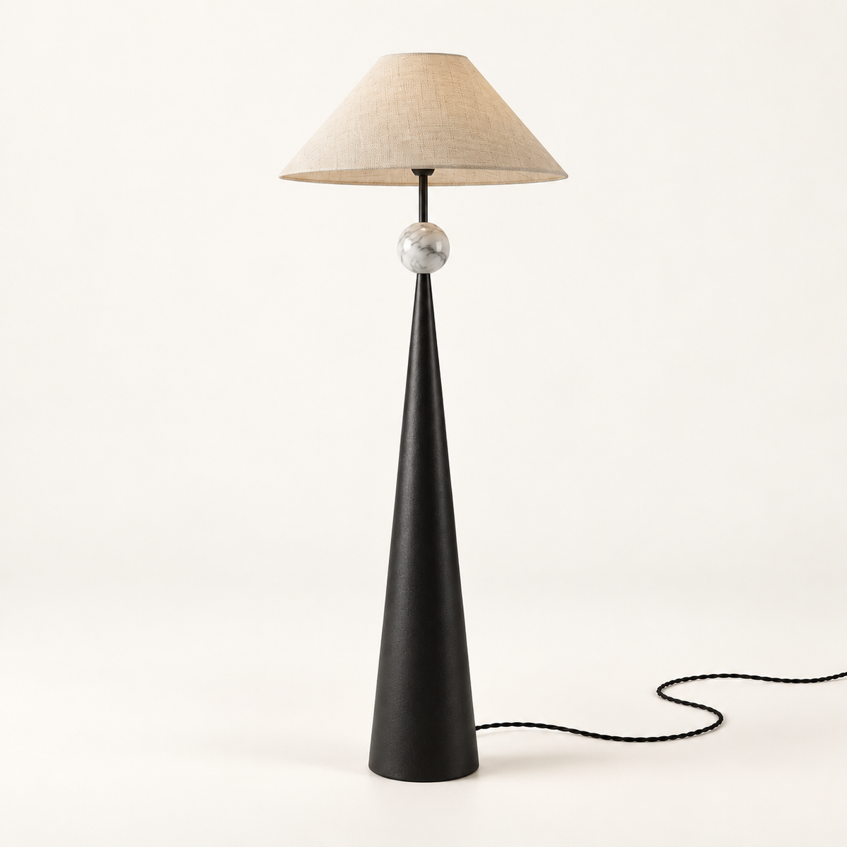 Sfera - lampadaire à sphère en marbre et forme conique - image principale