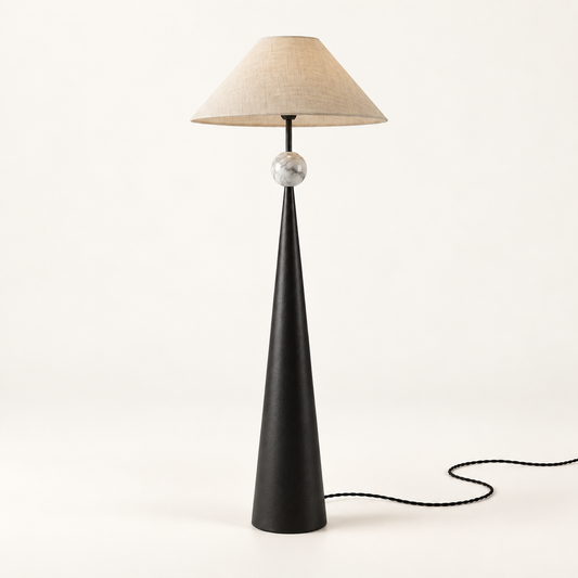 Sfera - floor lamp with marble globe and conical shape - main image