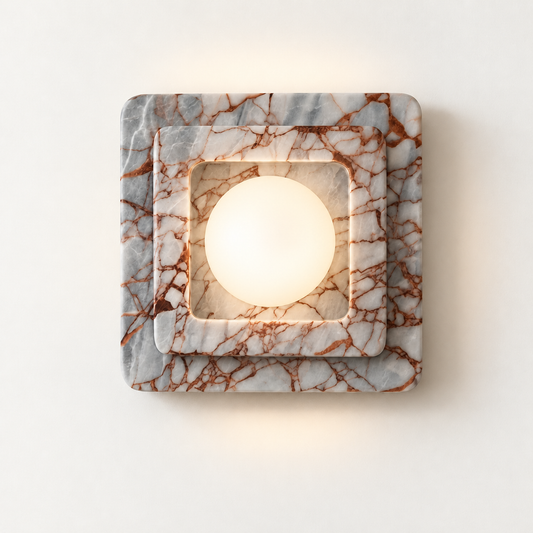Strata - wall light with marble planes and globe - main image